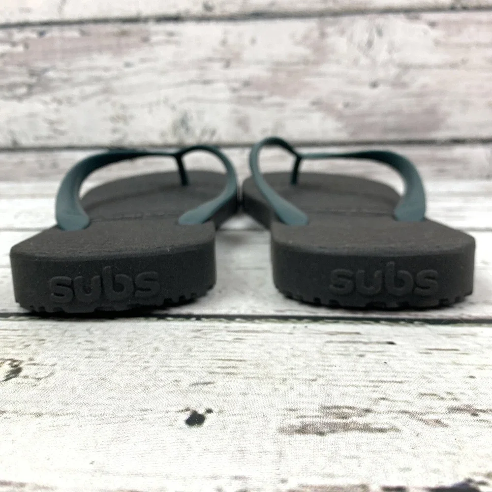SUBS Flip Flops Sandals [US 12‎ EUR 45/46] Black Green Wave Pattern